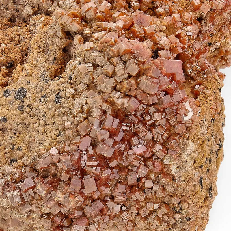 Vanadinite Spark: Deep Red Crystals on Rustic Matrix