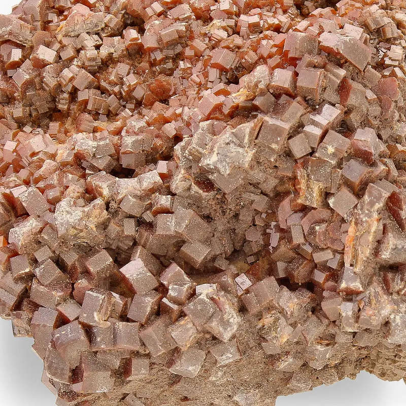 Vanadinite Spark: Deep Red Crystals on Rustic Matrix