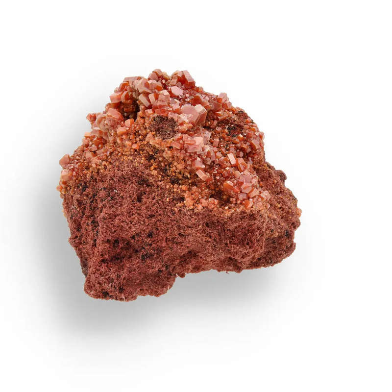 Vanadinite Flame: Lustrous Red Hexagons from Morocco