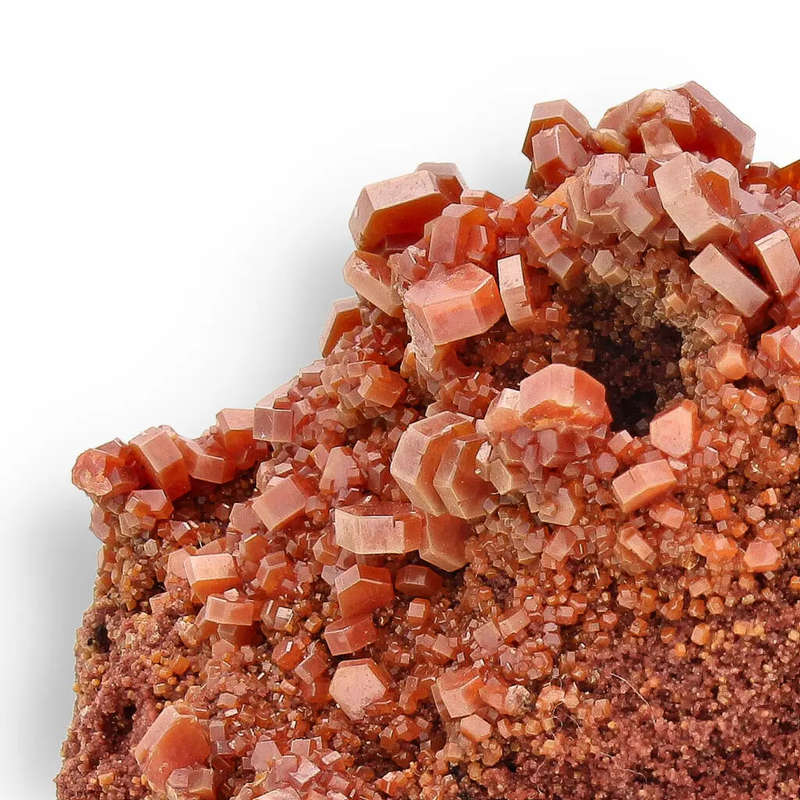 Vanadinite Flame: Lustrous Red Hexagons from Morocco