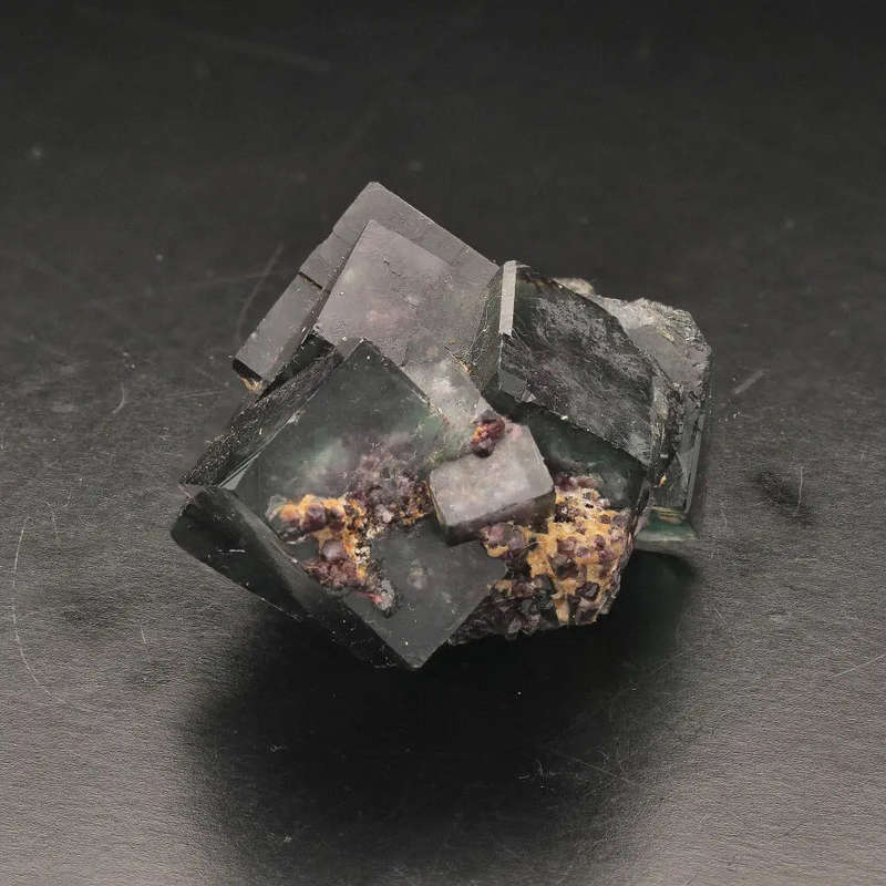 Dark Green Fluorite with Purple Highlights from Okoruso