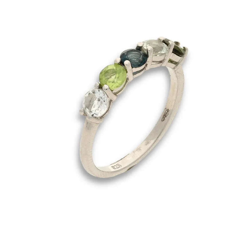 Gemstone Symphony  Peridot, Prasiolite & Quartz on Sterling Silver