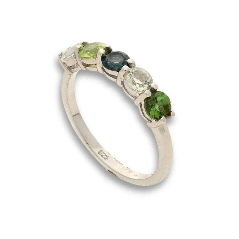 Gemstone Symphony  Peridot, Prasiolite & Quartz on Sterling Silver