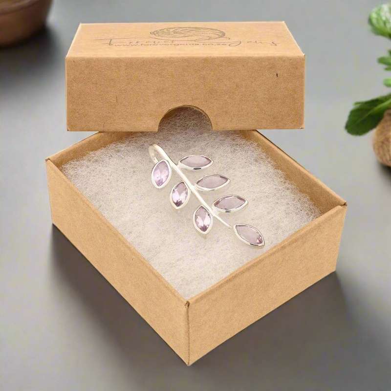 Leaf & Light Amethyst Silver Pendant