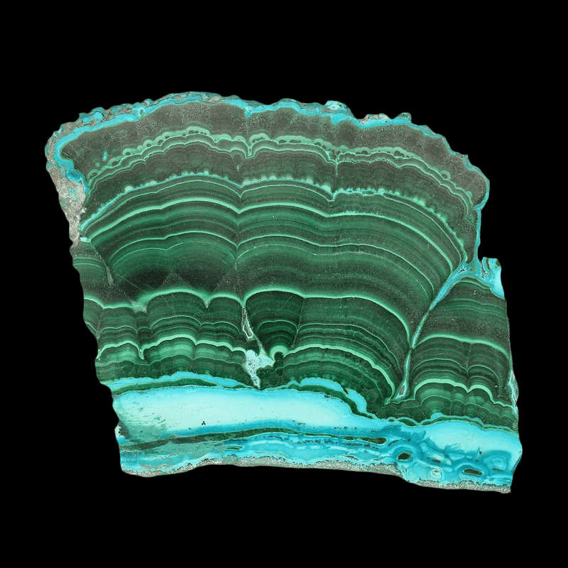 Banded Malachite Slice With Chrysocolla (Malacholla)
