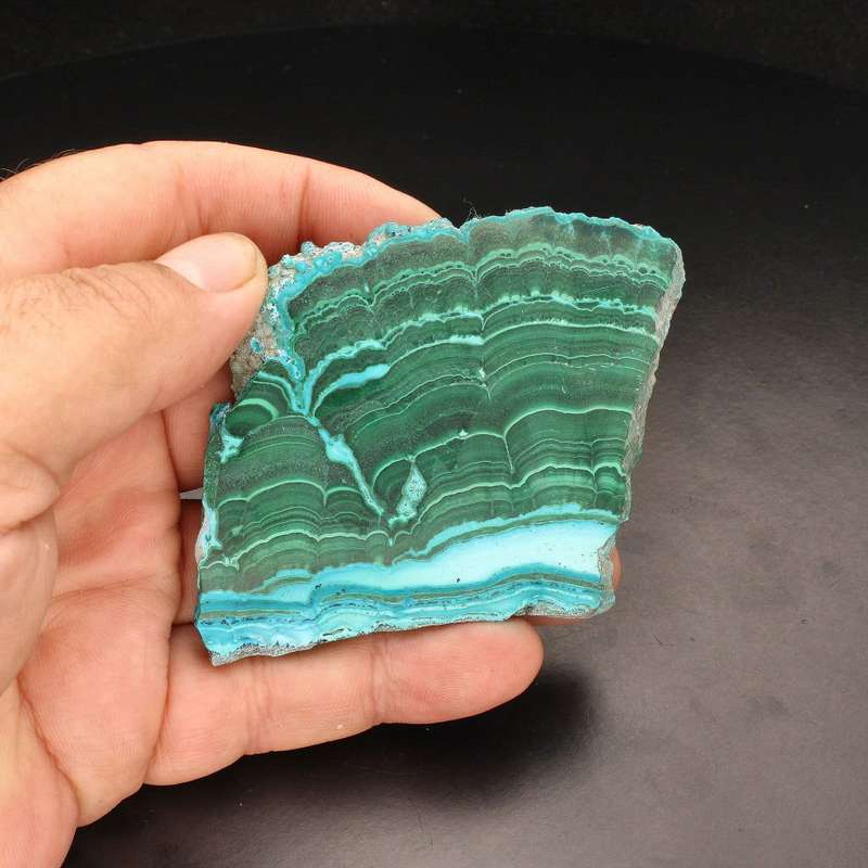 Banded Malachite Slice With Chrysocolla (Malacholla)