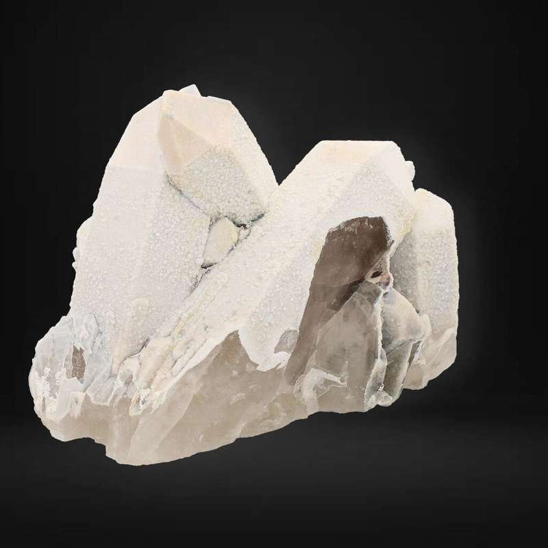 Calcite Coated Smoky Quartz Cluster