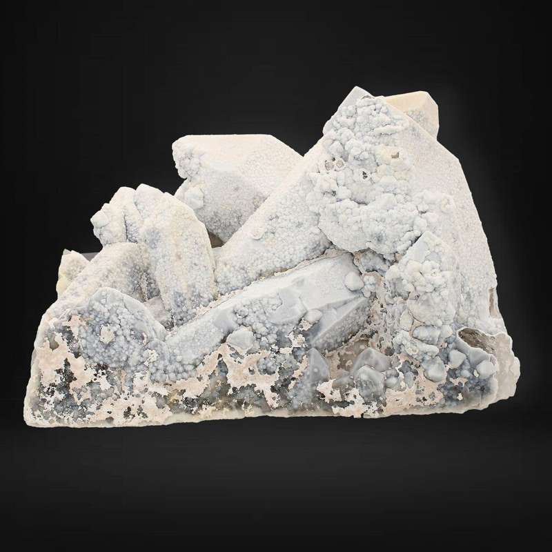 Calcite Coated Smoky Quartz Cluster