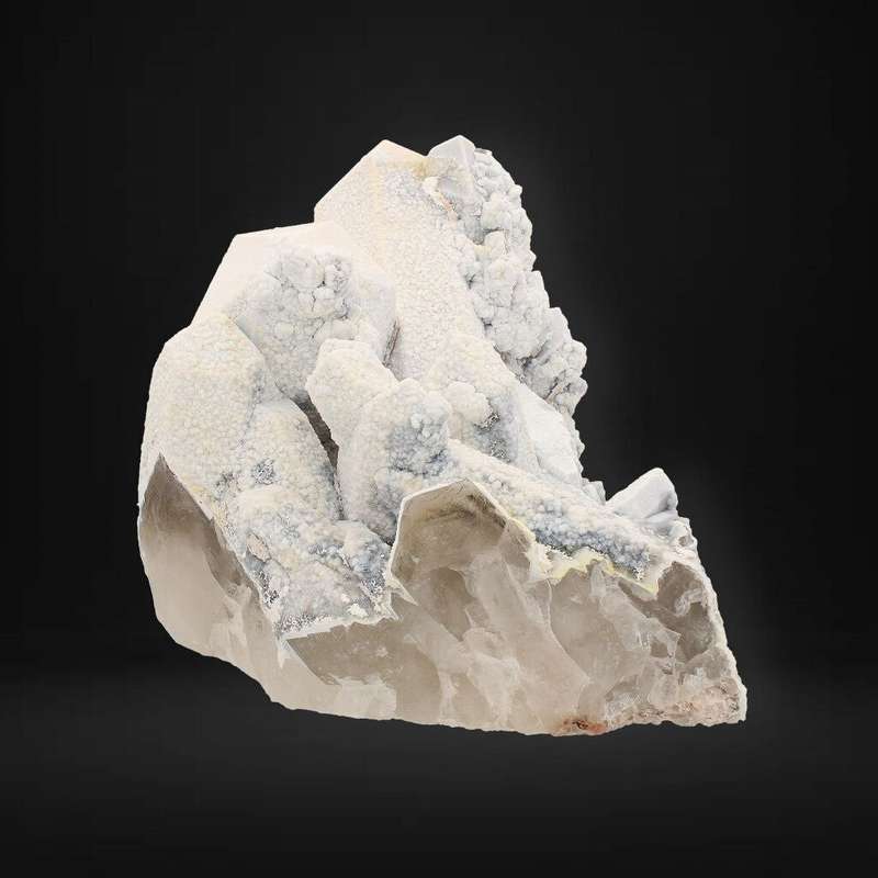 Calcite Coated Smoky Quartz Cluster