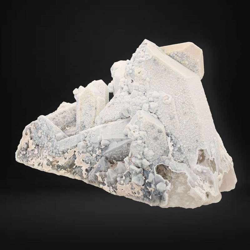 Calcite Coated Smoky Quartz Cluster