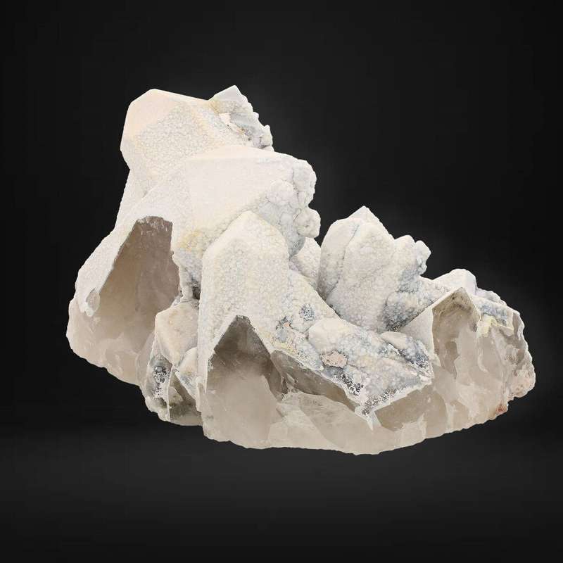 Calcite Coated Smoky Quartz Cluster