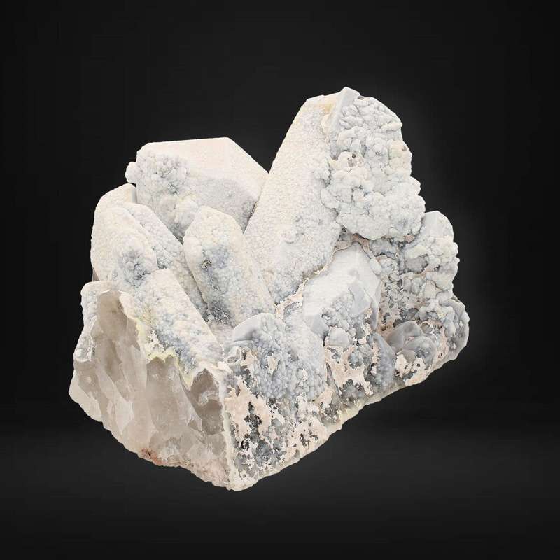 Calcite Coated Smoky Quartz Cluster