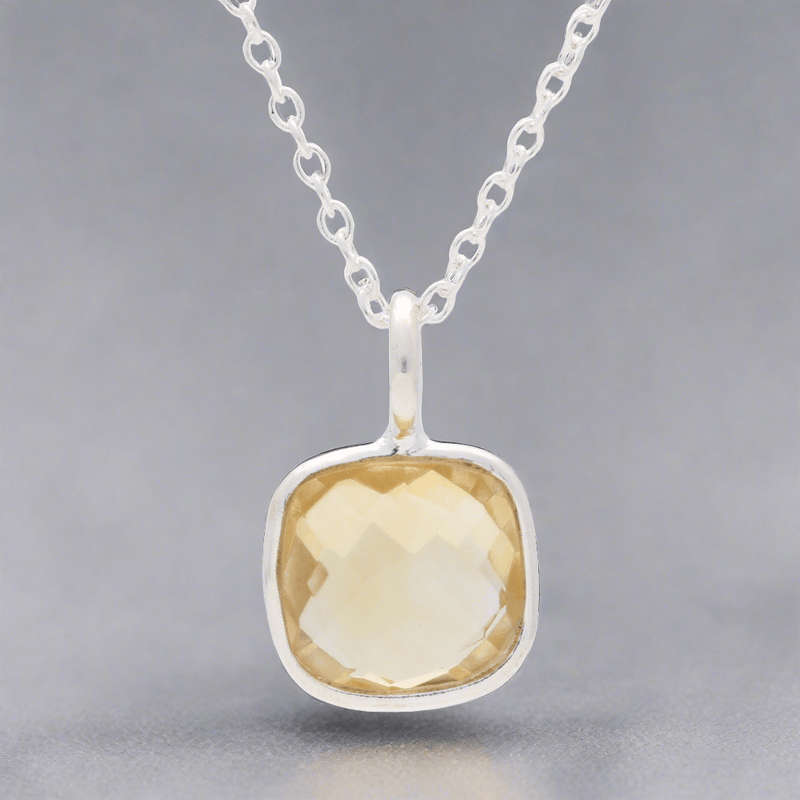 Joy & Abundance - Faceted Citrine Cushion Necklace