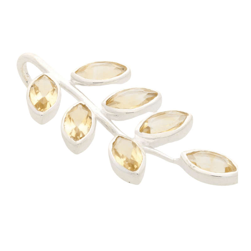 Leaf & Light Citrine Silver Pendant