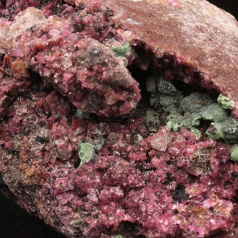 Cobaltoan Calcite with Malacite on Matrix