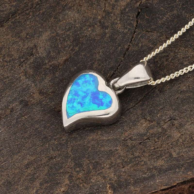 Cupid's Fire: Heart Synthetic Opal Necklace
