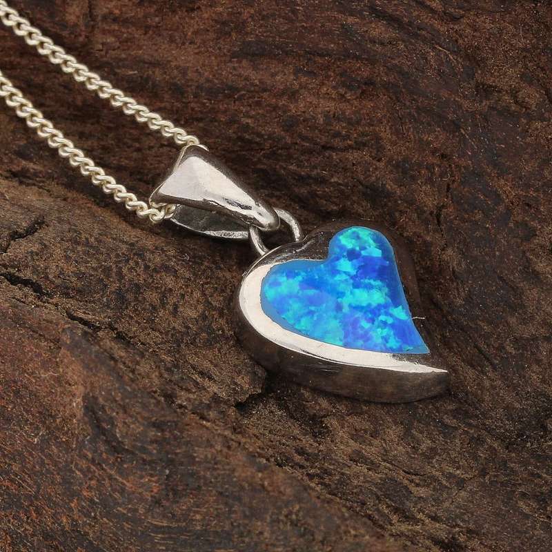 Cupid's Fire: Heart Synthetic Opal Necklace
