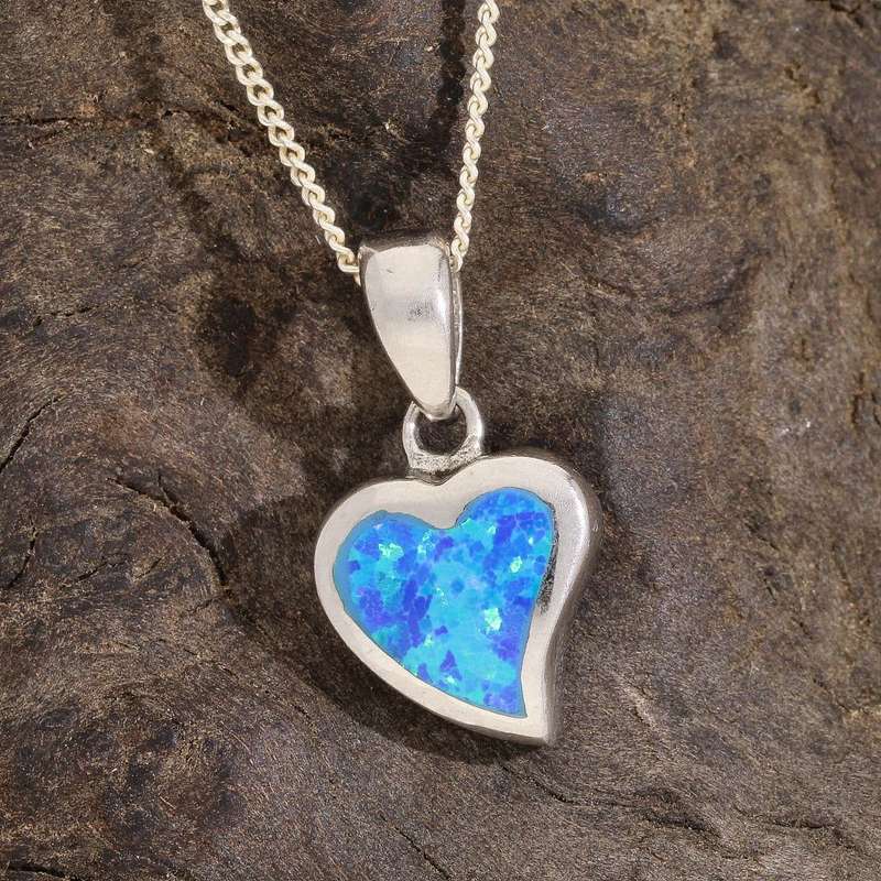 Cupid's Fire: Heart Synthetic Opal Necklace