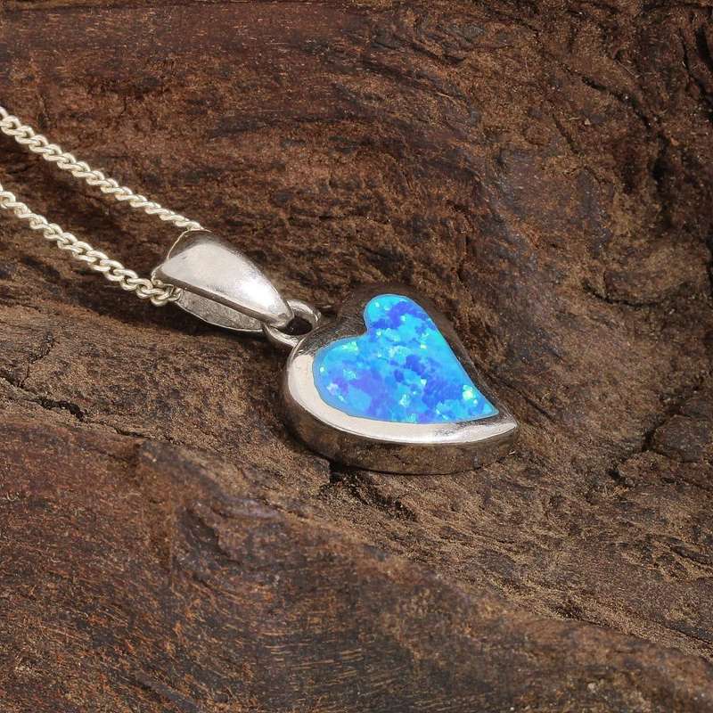 Cupid's Fire: Heart Synthetic Opal Necklace