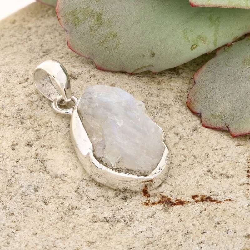 Elemental Aura Rough Moonstone Necklace