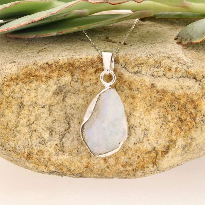 Elemental Aura Rough Moonstone Necklace