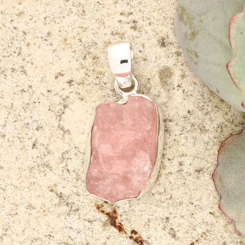 Elemental Aura Rough Rose Quartz Necklace