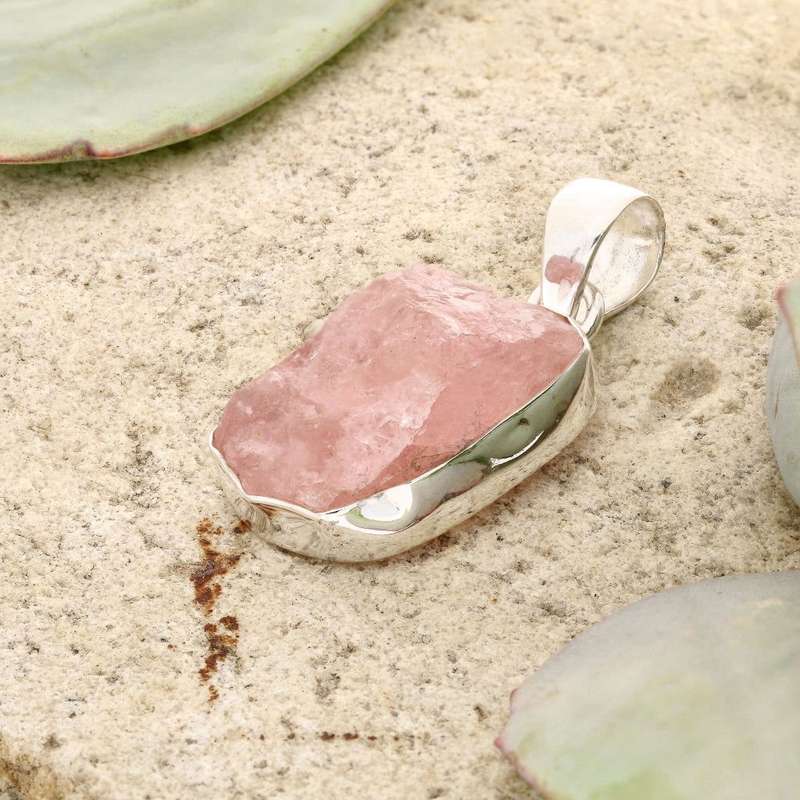Elemental Aura Rough Rose Quartz Necklace