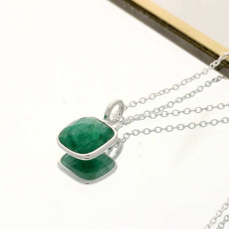 Heart of Spring  Faceted Emerald May Birthstone Necklace