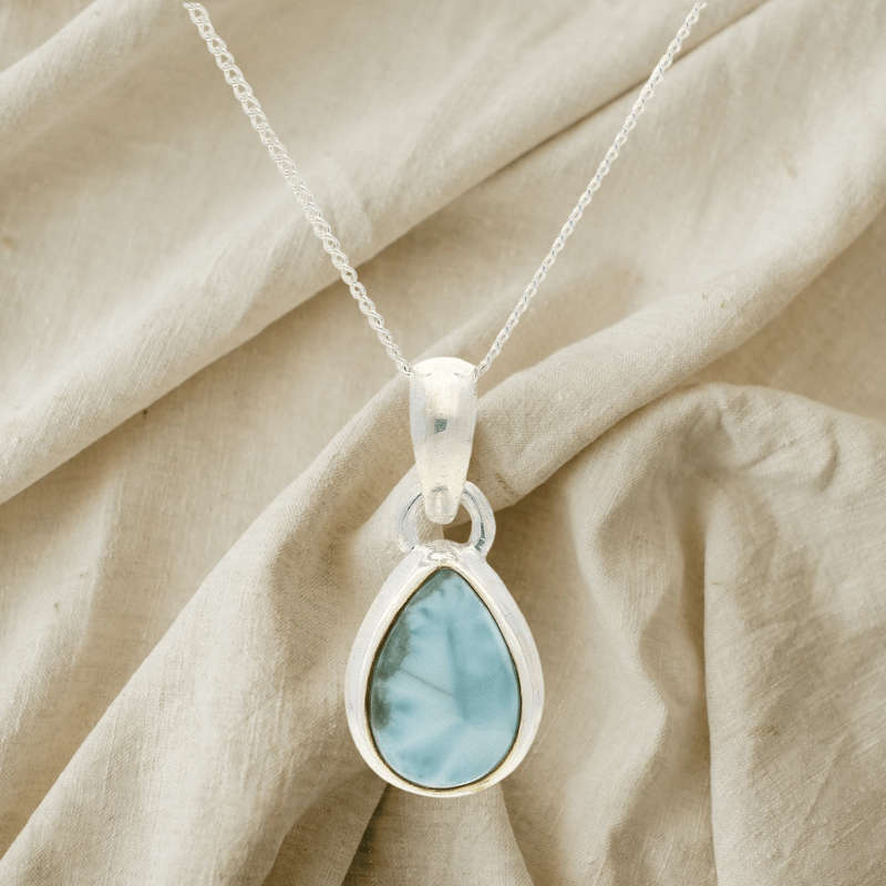 Enchanted Echoes: Larimar Sterling Silver Necklace