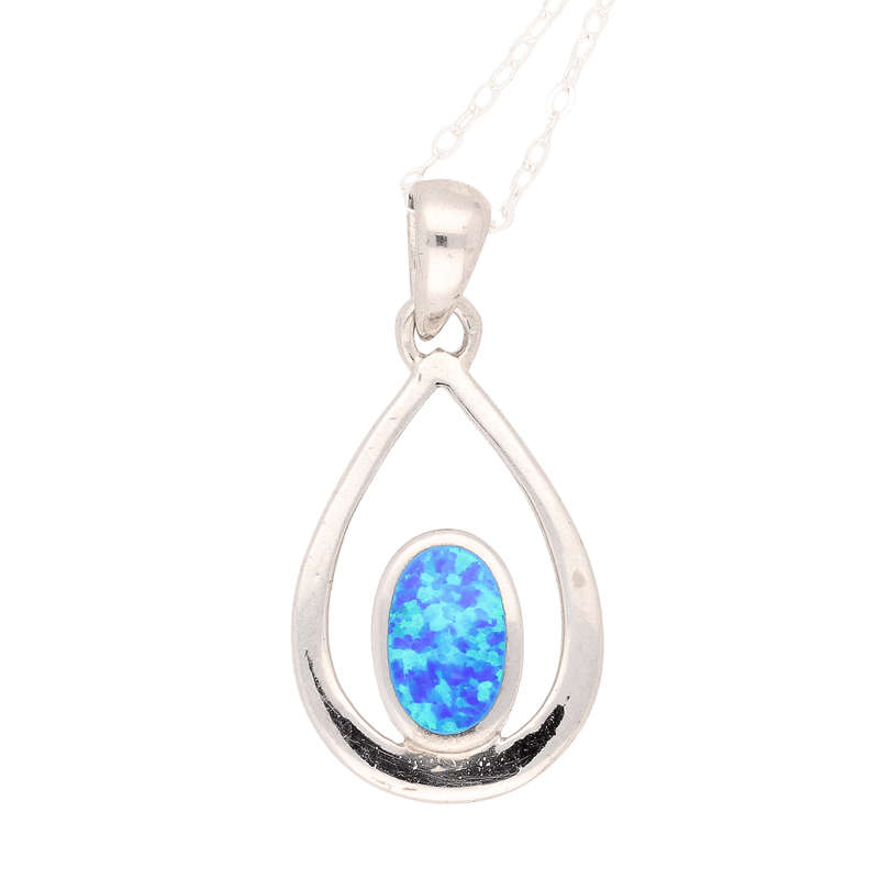 Enchanted Raindrop: Heart Synthetic Opal Necklace