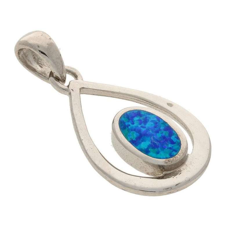 Enchanted Raindrop: Heart Synthetic Opal Necklace