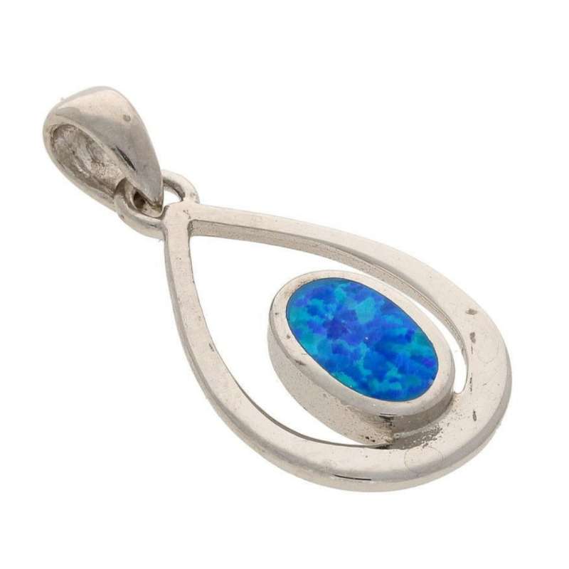Enchanted Raindrop: Heart Synthetic Opal Necklace