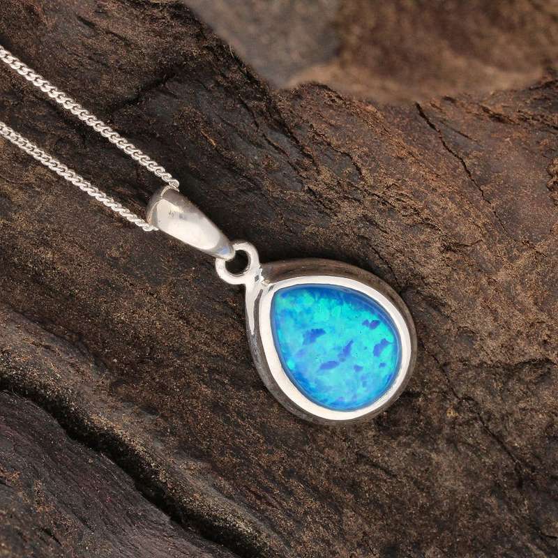 Eternal Fire: Synthetic Opal Necklace