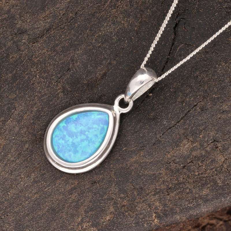 Eternal Fire: Synthetic Opal Necklace