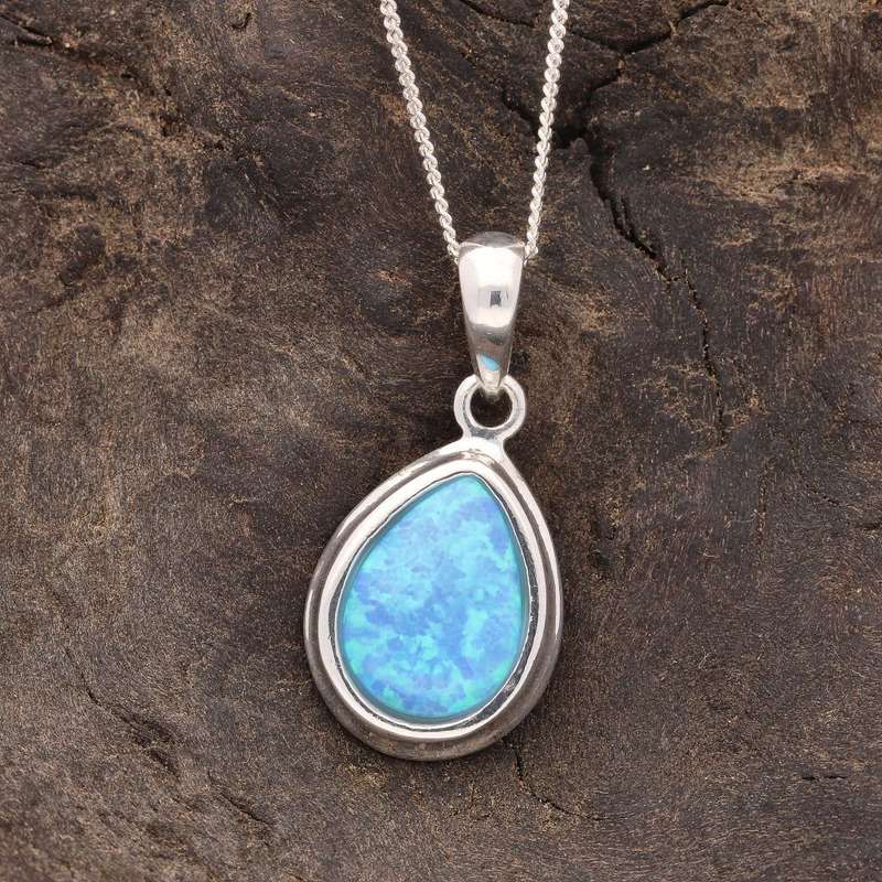 Eternal Fire: Synthetic Opal Necklace