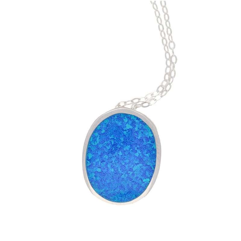 Firelight Collection: Oval Synthetic Opal Necklace