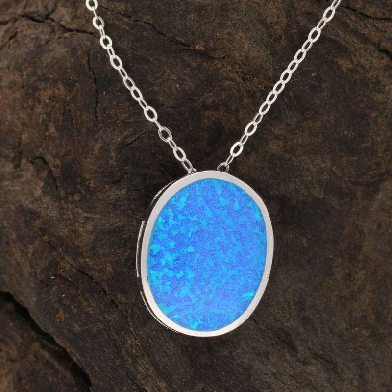 Firelight Collection: Oval Synthetic Opal Necklace