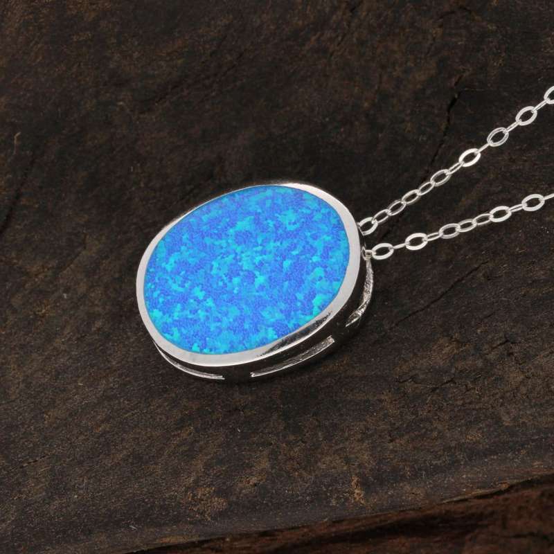 Firelight Collection: Oval Synthetic Opal Necklace
