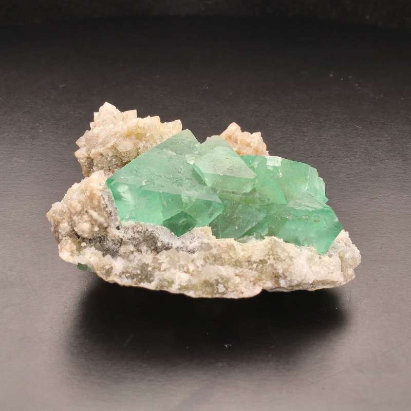 Fluorite Octahedra on Quartz (Riemvasmaak)