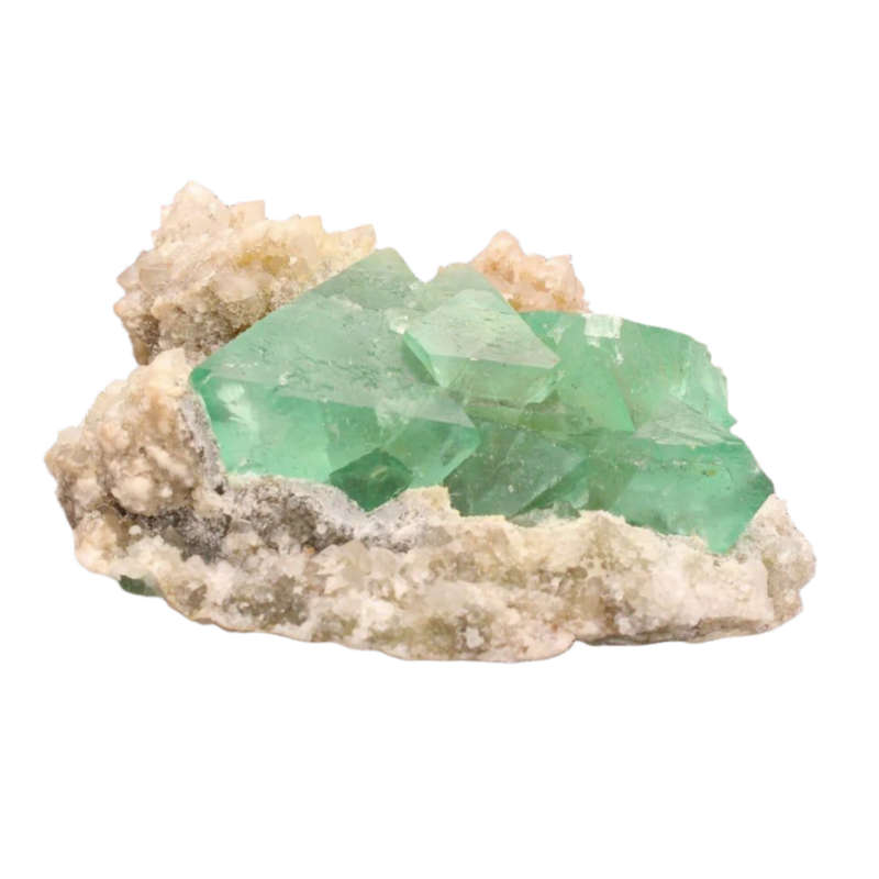 Fluorite Octahedra on Quartz (Riemvasmaak)