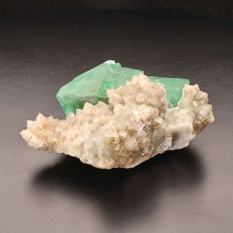 Fluorite Octahedra on Quartz (Riemvasmaak)