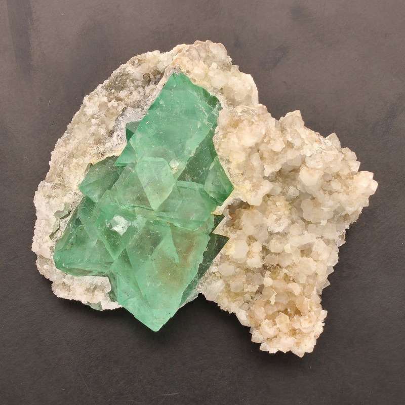 Fluorite Octahedra on Quartz (Riemvasmaak)