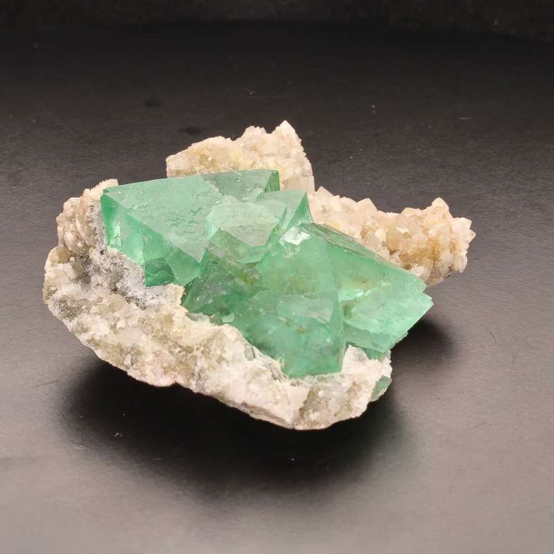 Fluorite Octahedra on Quartz (Riemvasmaak)