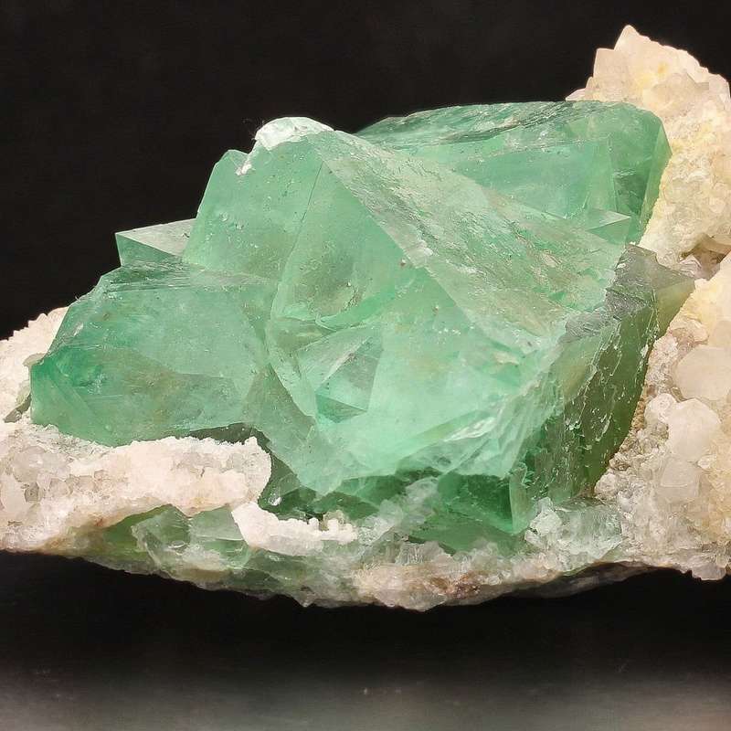 Fluorite Octahedra on Quartz (Riemvasmaak)