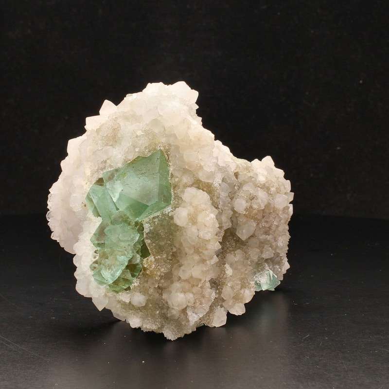Quartz-Encrusted Fluorite Octahedra Beauty