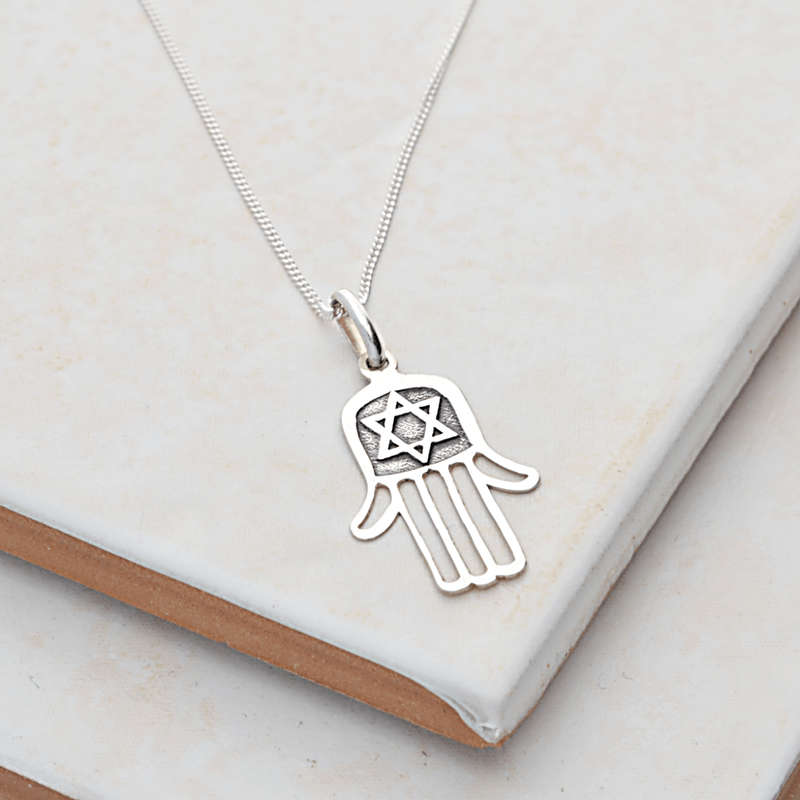 Sterling Silver Hamsa Hand Necklace - Divine Protection