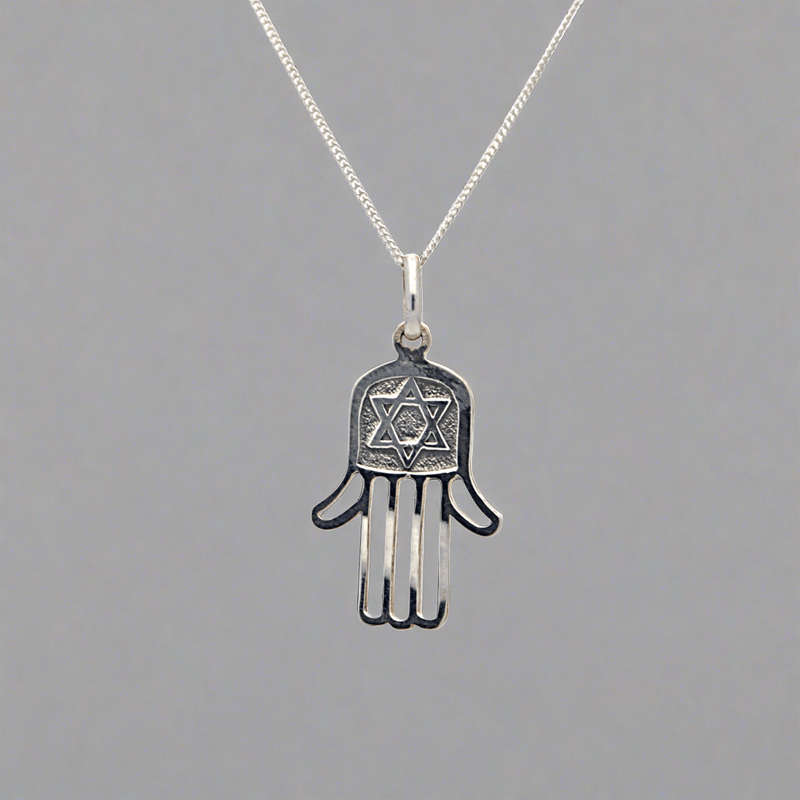 Sterling Silver Hamsa Hand Necklace - Divine Protection