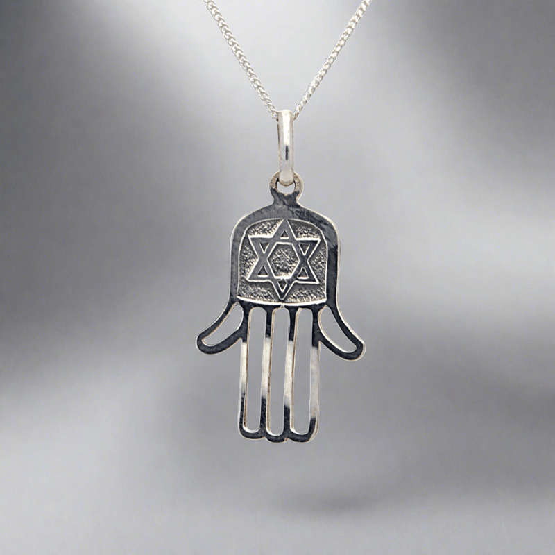Sterling Silver Hamsa Hand Necklace - Divine Protection