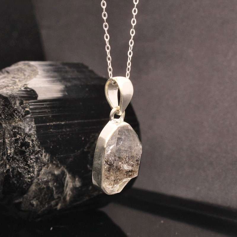 Herkimer Sparkle: Rough Sterling Silver Necklace
