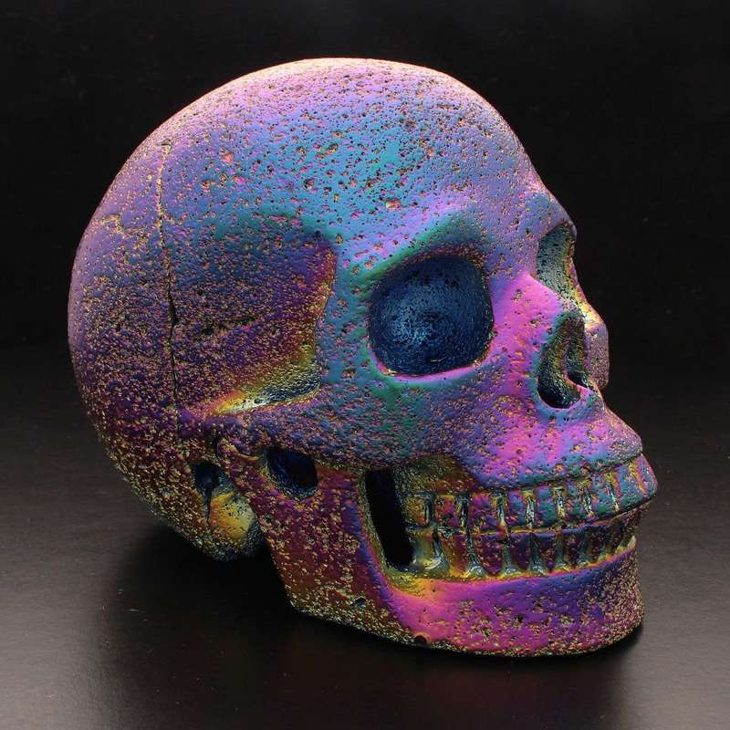 Large Aura Lava Stone Crystal Skull